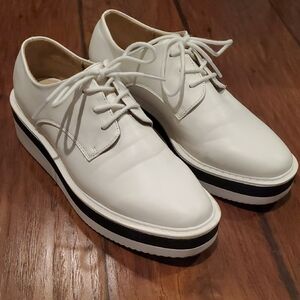 Men's White Leather Platform Shoes
